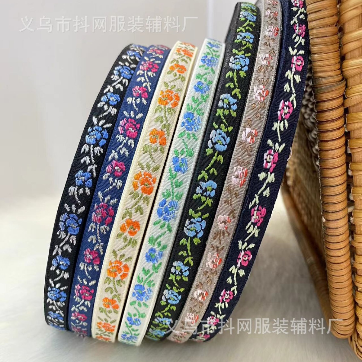Wholesale of 0.8cm- 1cm handmade DIY bow, jacquard embroidery, webbing, hair accessories, headwear, performance costumes and accessories details Picture