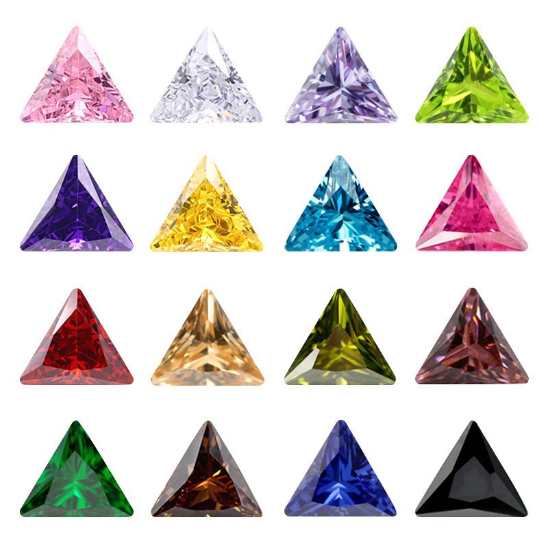 Yongjia Gemstone Right-angled triangular zircon, colored bare stone synthetic CZ cubic zirconia jewelry accessories, colored zirconia Item Picture