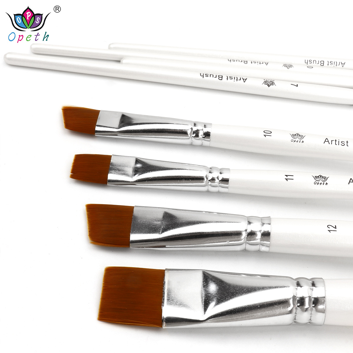 Cross-border 10-piece wooden digital oil painting brush set, art painting outlining brushes, gouache and watercolor brushes, makeup brushes Item Picture