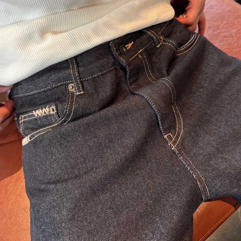 AUTICUP American retro hand-stitched, non-fading, natural cow jeans, slimming, loose 13.5-ounce straight-leg pants Item Picture