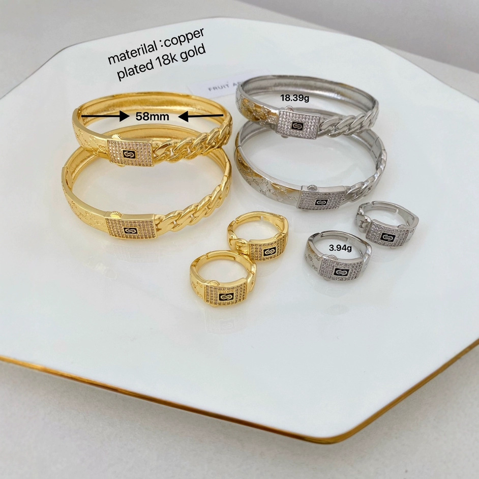 Creative hip-hop, individualistic, fashionable and powerful ring, niche design, full diamond cool ring bracelet, unisplendour Specification image