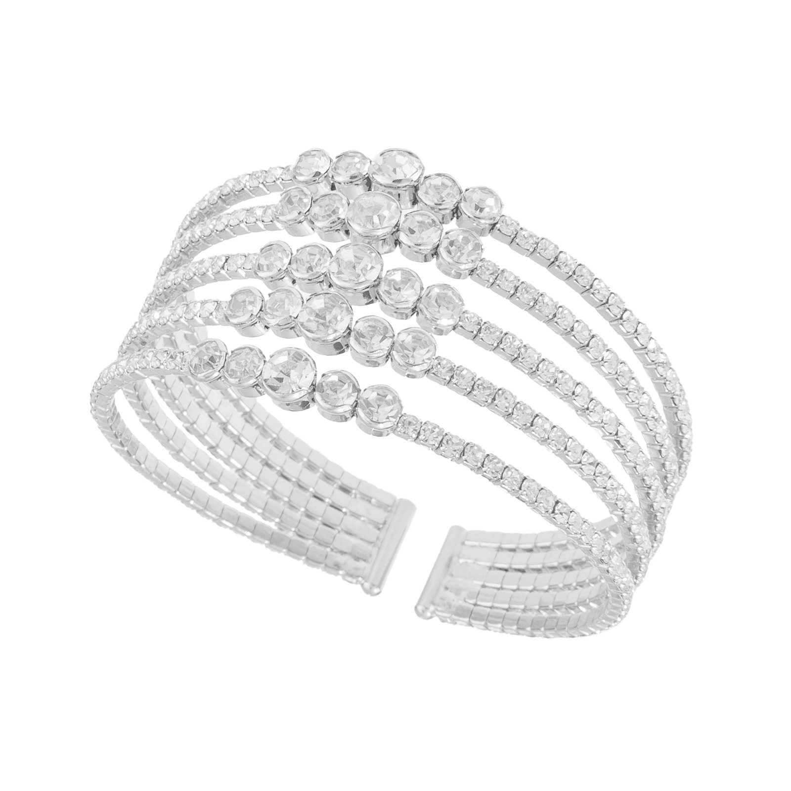 Factory wholesale cross-border 5-row luxurious water diamond elastic open bracelet, full diamond creative and fashionable design sense jewelry Application Scenario