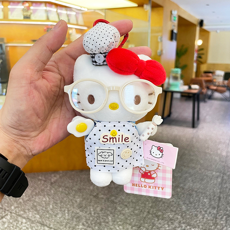 hellokitty small pendant plush toy, cute kt cat doll keychain, creative kitty bag pendant Application Scenario