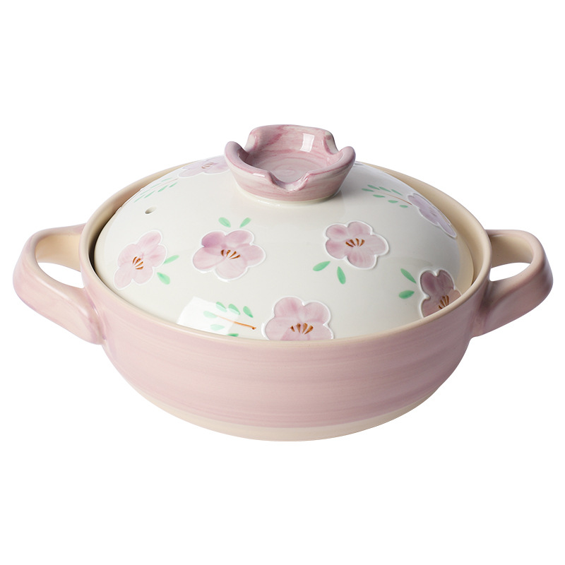 Tao Bao Wang Japanese-style fresh and light hand-painted earthenware pot, ceramic soup pot, high-temperature resistant stew pot, household soup pot, clay pot Item Picture