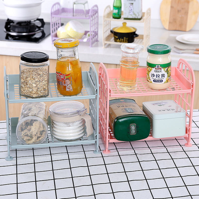 Creative cosmetics and jewelry double-layer folding storage rack, simple home desktop bathroom storage rack Specification image