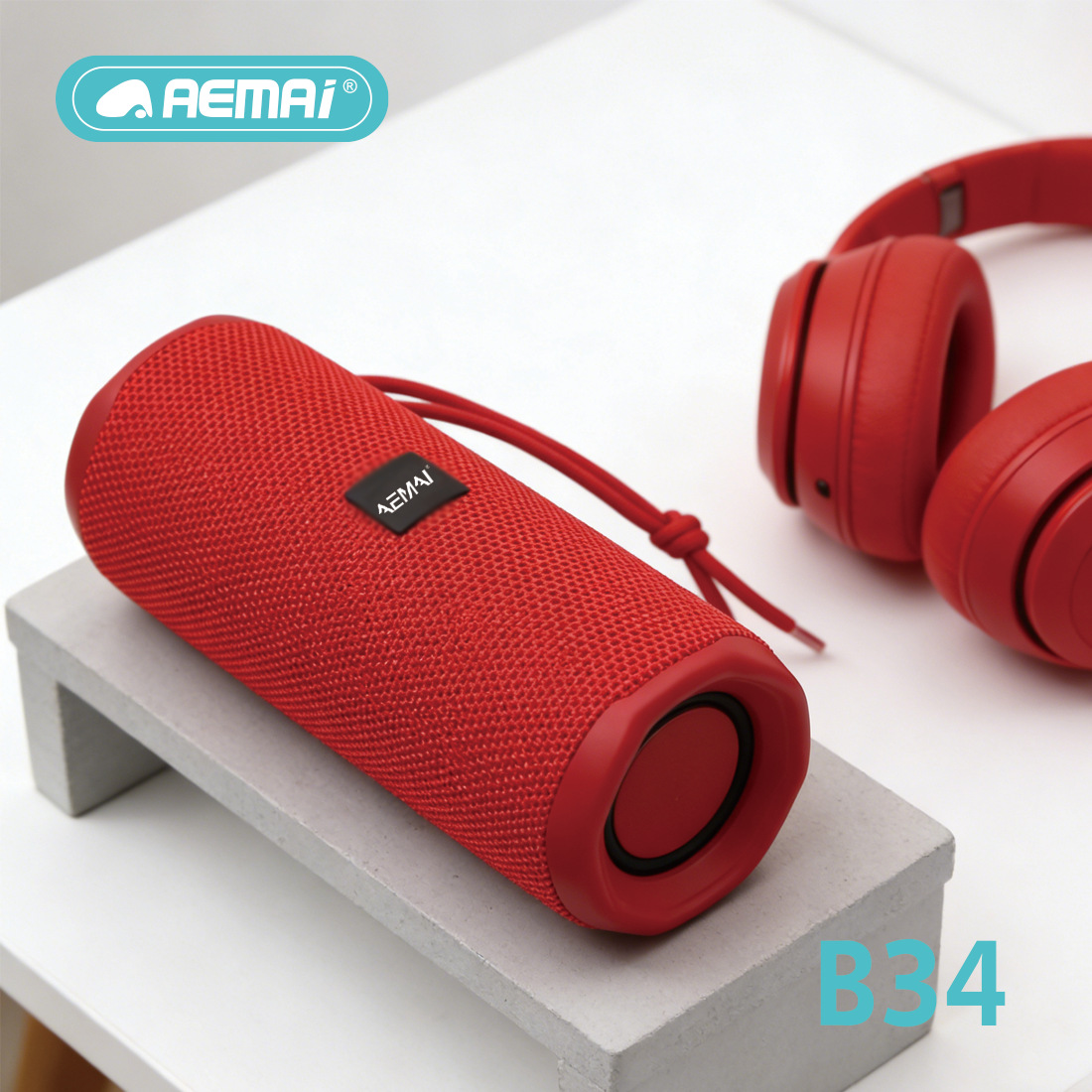 AEMAi's cross-border best-selling B34 Bluetooth speaker, portable hand-held subwoofer, card-inserting USB flash drive, car money collection speaker