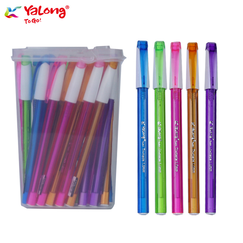 1.0 bullet-shaped plastic cartoon ballpoint pens in red, blue and black are available for wholesale as office stationery Item Picture