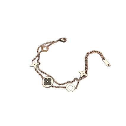 New European and American style niche double-layer four-leaf clover hollowed-out titanium steel bracelet, versatile and exquisite cross-border bestseller, wholesale from the manufacturer Item Picture