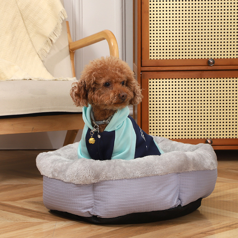 Cross-border all-season universal pet pads, thickened plush round dog beds, winter warmth plush dog beds and dog beds wholesale details Picture