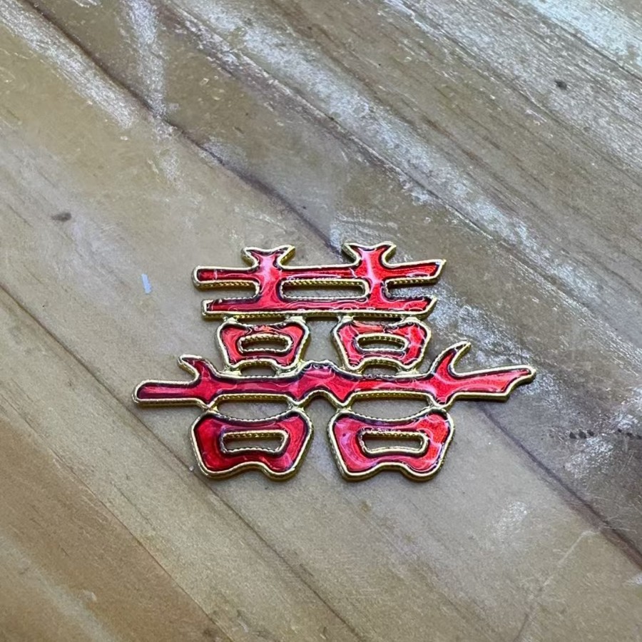 DIY铁配件饰品中国风滴油双喜配件diy婚庆新娘发饰团扇材料