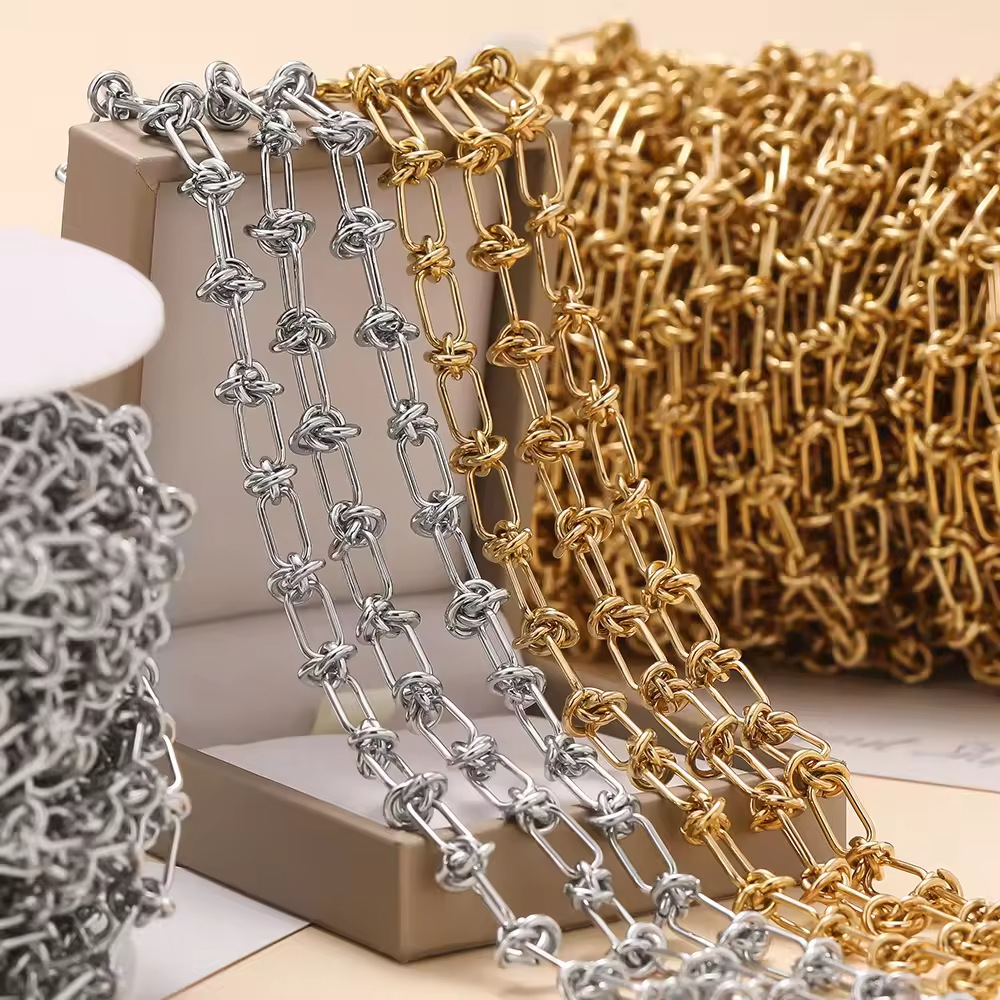 Cross-border best-selling stainless steel rope knot chains, thick chains, knotted chains, hip-hop bracelets, necklaces, diy jewelry accessories wholesale