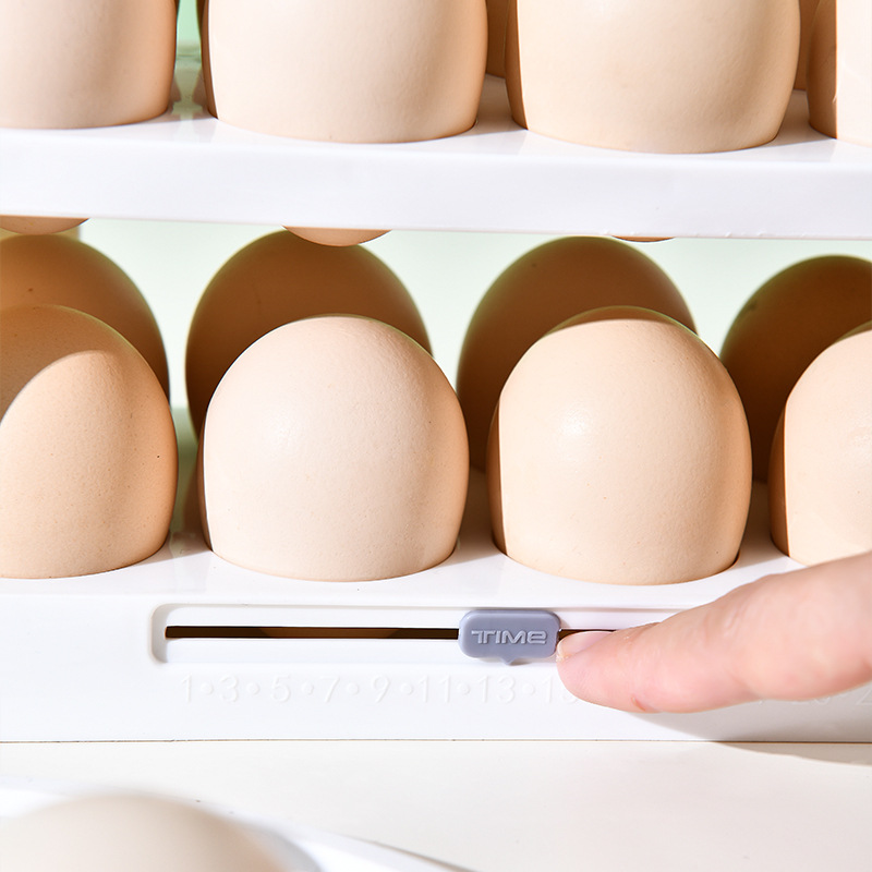 Egg storage box, narrow multi-layer flip egg box for the side door of the refrigerator, food-grade egg tray for preservation, kitchen god Application Scenario