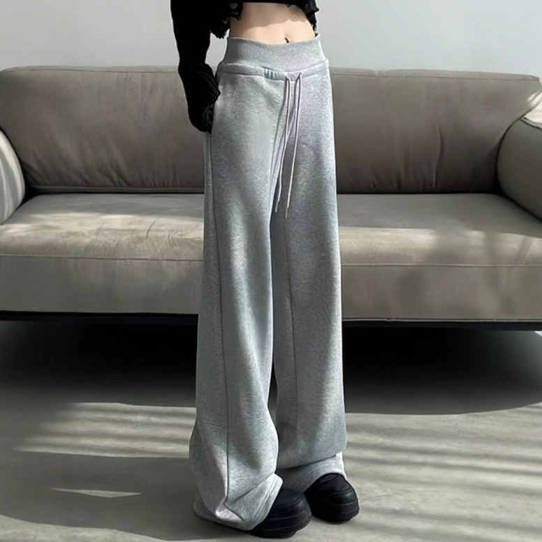 2025新款直筒女款休闲裤子宽松百搭拖地长裤卫裤春秋款现货跨境