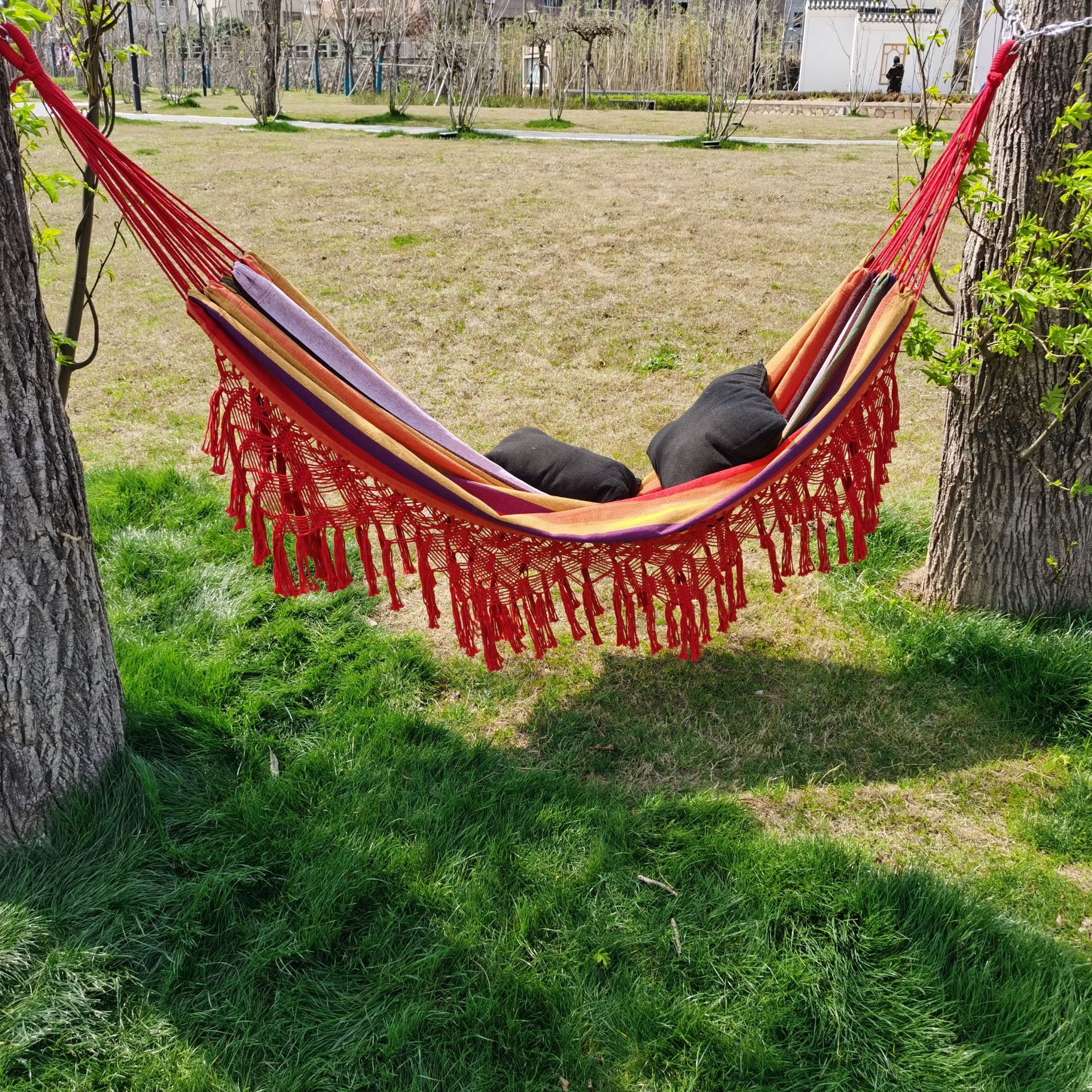 外贸批发 跨境电商 ins流苏吊床 涤纶布吊床 户外 野营室