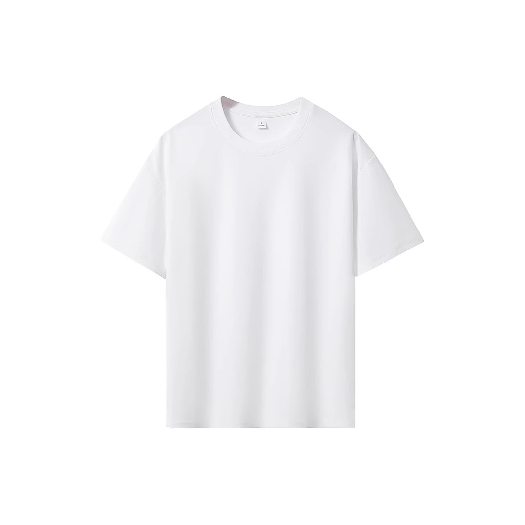 Cotton short-sleeved T-shirt for men, Spring/Summer 2025, cool half-sleeved ice silk pure white loose T-shirt Item Picture