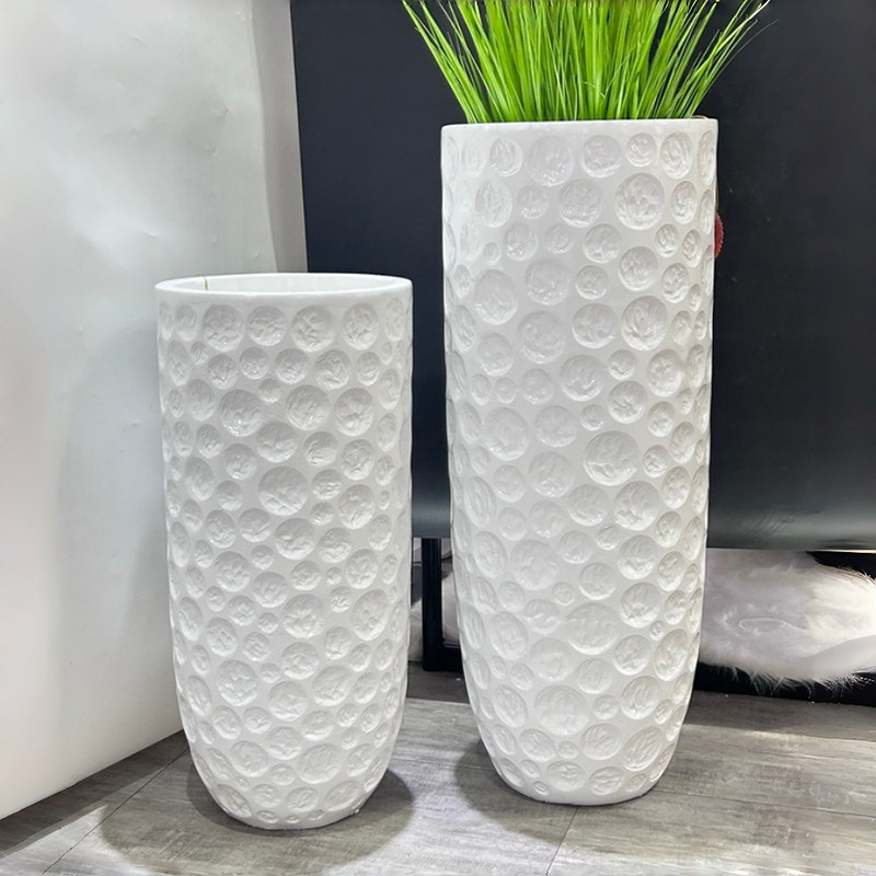 Modern and simple living room decoration flower vases, hotel lobby magnesium oxide flower POTS, white tall ceramic vases