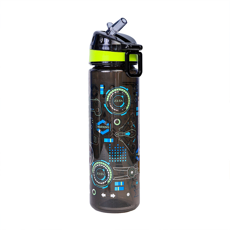 Children's cartoon spout water cup, summer primary school and kindergarten straw direct drinking cup, special convenient water bottle for school Item Picture