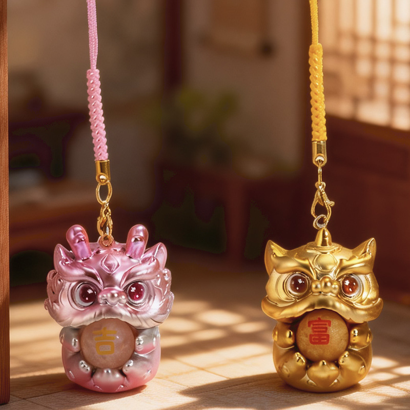 Wholesale of auspicious beast blessing energy pendant blind box, cartoon cute lion dance backpack decoration accessories, car and vehicle pendant Specification image