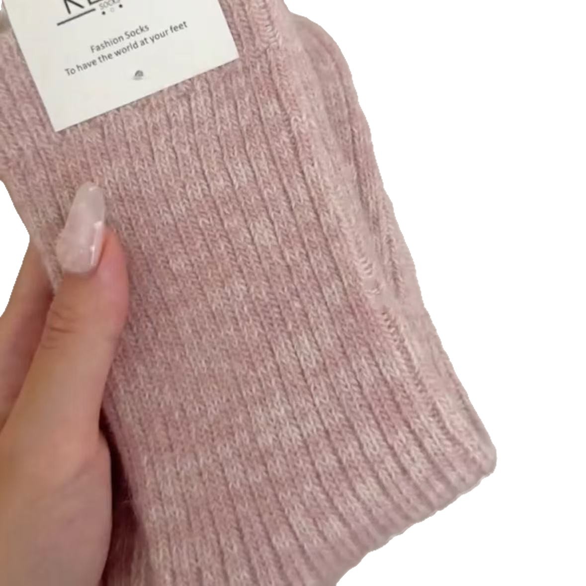 粉色系列暖秋袜子女中筒袜森系氛围感少女jk蝴蝶结百搭校园堆堆袜白底实物图