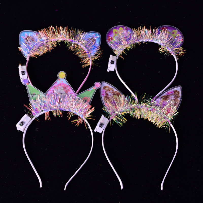 LED flashing sand headwear, kindergarten performance accessories, Valentine's Day street stall toys, glowing ear headbands details Picture