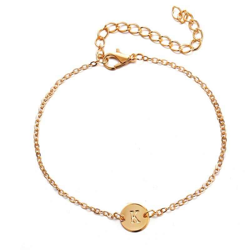 Amazon's new 26-letter hollowed-out circular bracelet name jewelry, European and American trendy and fashionable women's accessories wholesale Item Picture