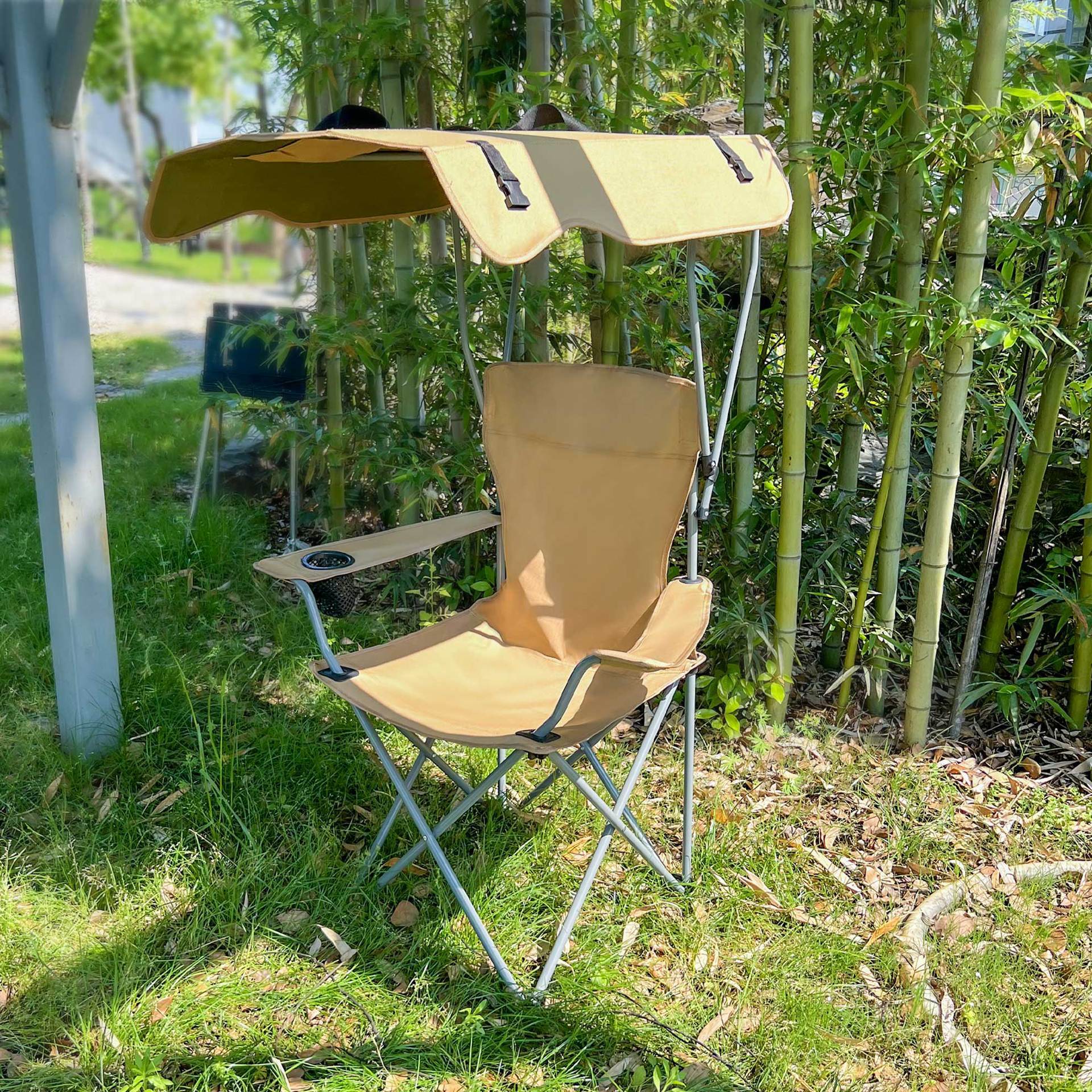 Outdoor camping sunshade armchair, portable folding backrest armchair, barbecue, fishing, picnic, fishing and leisure chair Specification image