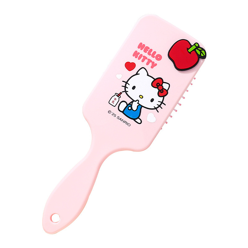 Hello Kitty粉红苹果迷你折叠梳子可爱气垫梳气囊梳便携镜梳一体白底实物图