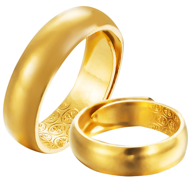 Simple steel seal gold-plated ring with smooth surface and open accessory vacuum electroplated gold ring, men's and women's styles