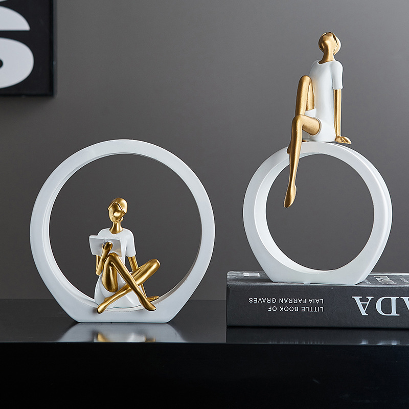 哇屋原创设计现代人物摆件样板房装饰品艺术客厅家居玄关电视柜女