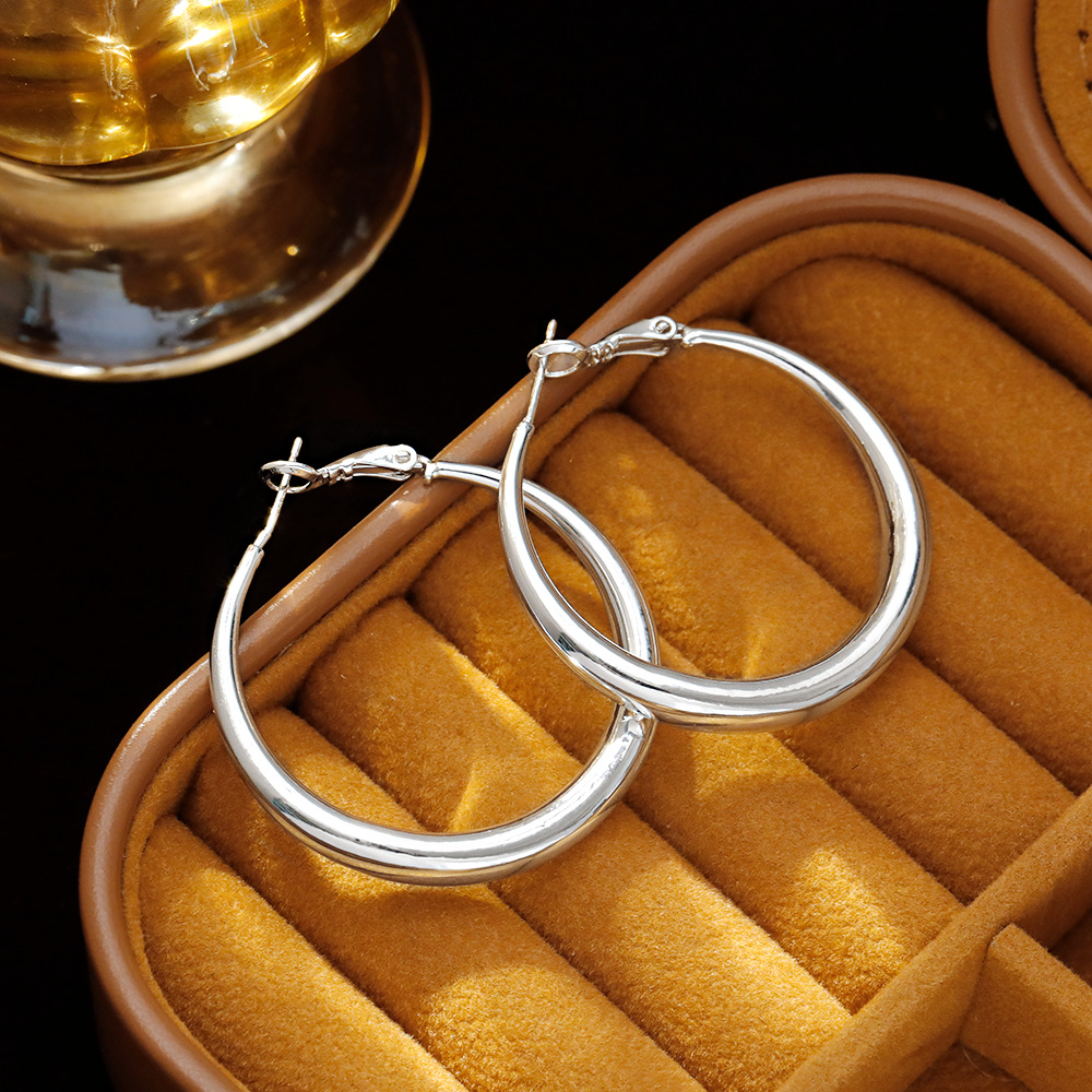 Hyacinth Xu Me Dazzlingly, Zhao Lusi Xu Yan's same silver pigment ring large ear ring, high-end women's stud earrings, elegant earrings and earrings