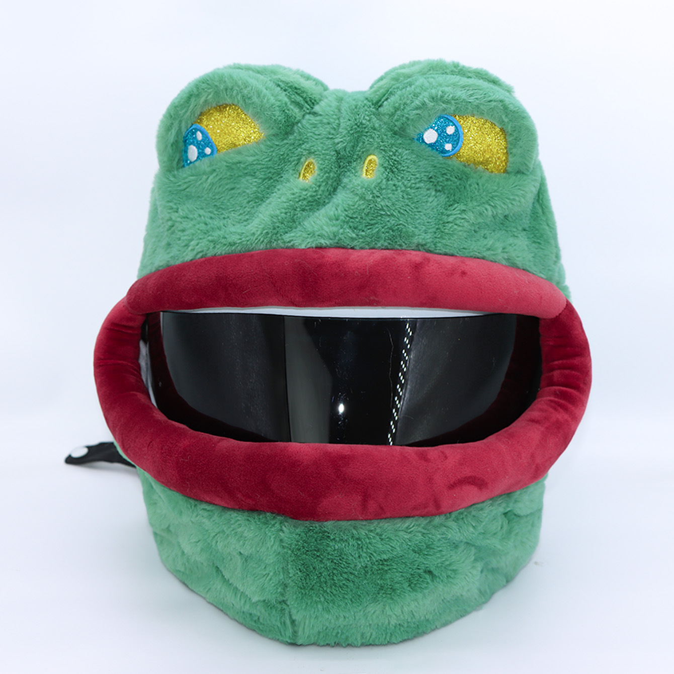 Plush helmet cover, funny big-mouthed frog full helmet cover, motorcycle head cover, new cross-border helmet cover Item Picture