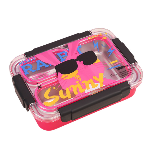 Korean-style cute cartoon stainless steel lunch boxes, microwave lunch boxes, sealed lunch boxes for male and female students, canteens and dormitories Item Picture