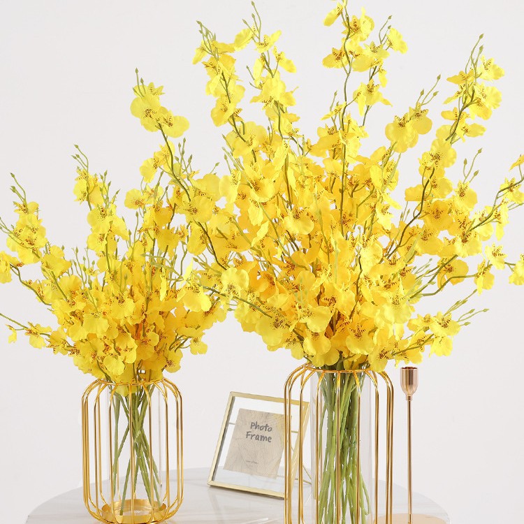 仿真跳舞兰蝴蝶兰绢花装饰客厅摆设餐桌干花假花花瓶摆件花束摆放