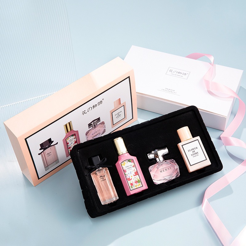 Cross-border Women's Perfume: Long-lasting Fragrance - Flower Story Four-piece Set - Flower Blooming Gift Box Perfume Wholesale Application Scenario