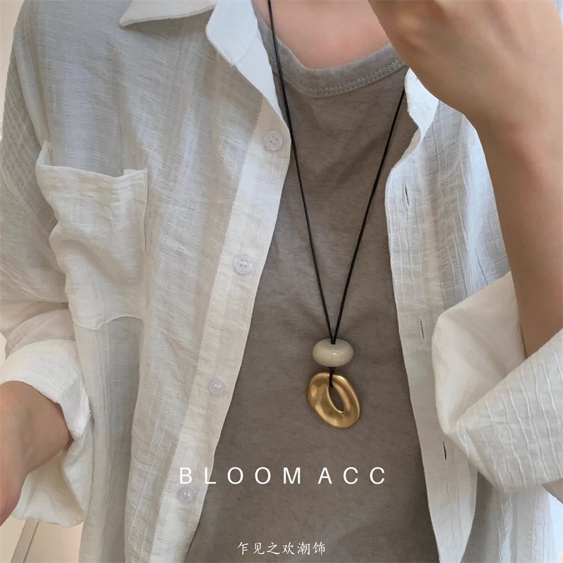 韩国ins简约几何不规则吊坠长款项链女小众气质百搭可调节配饰链细节图