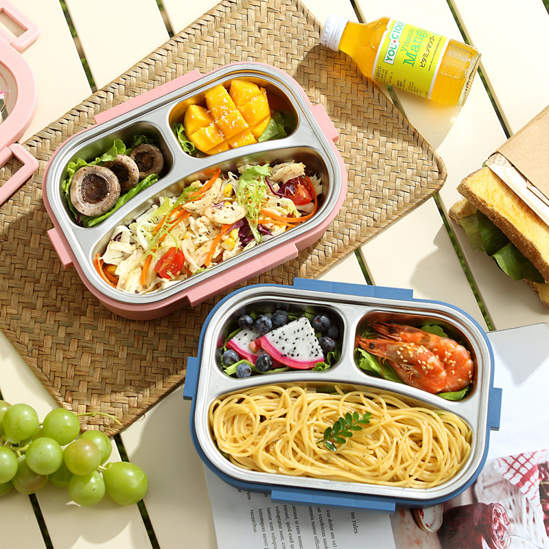 304 stainless steel insulated lunch box, specially designed for primary and secondary school students, children's lunch box, bring meals to work, credit grid lunch box Specification image
