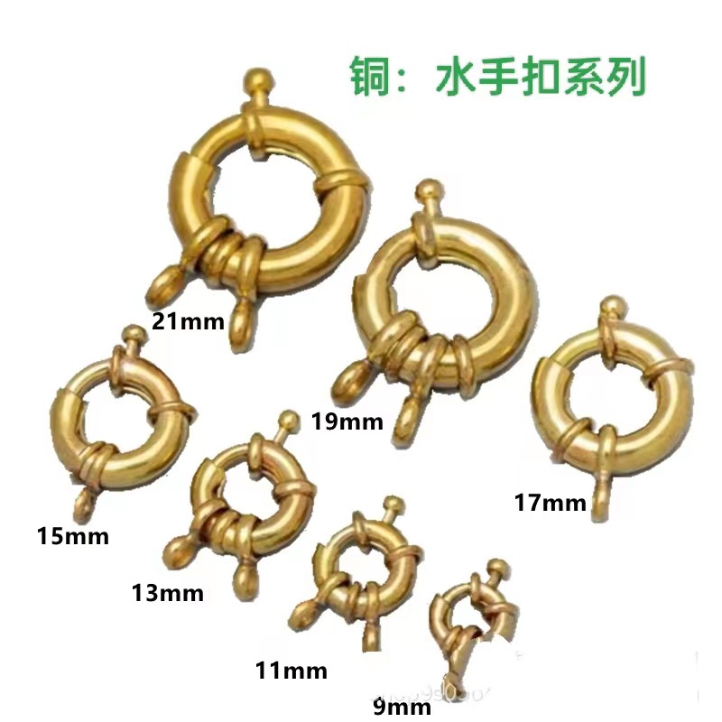 Copper-plated 18K color retention real gold, popular steering wheel buckle, sailor buckle, DIY handmade jewelry accessories, necklace, spring buckle details Picture