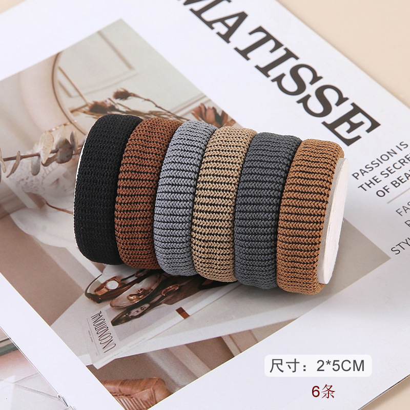 Black towel loop hair tie, thickened high-elasticity jacquard seamless canned hair band, women's tie-dye style candy-colored hair accessory details Picture