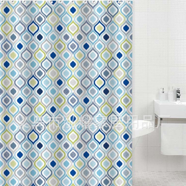 涤纶防水防霉加厚印花浴帘挂帘热转印花竹节印花卫生间淋浴室帘