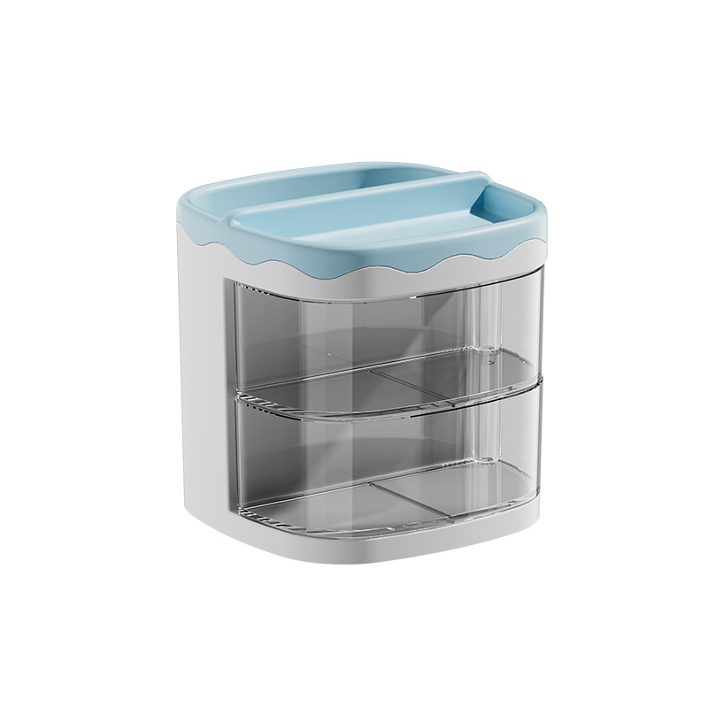Cartoon-style new mini desktop storage box, rotating cosmetics, office stationery, makeup storage rack, home Item Picture