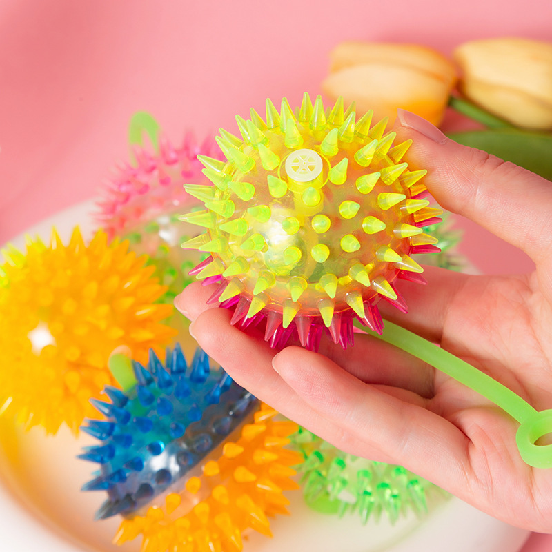 Tactile massage balls, luminous rope elastic jumping balls, needle balls, children's creative small gifts, night market stall toys Application Scenario