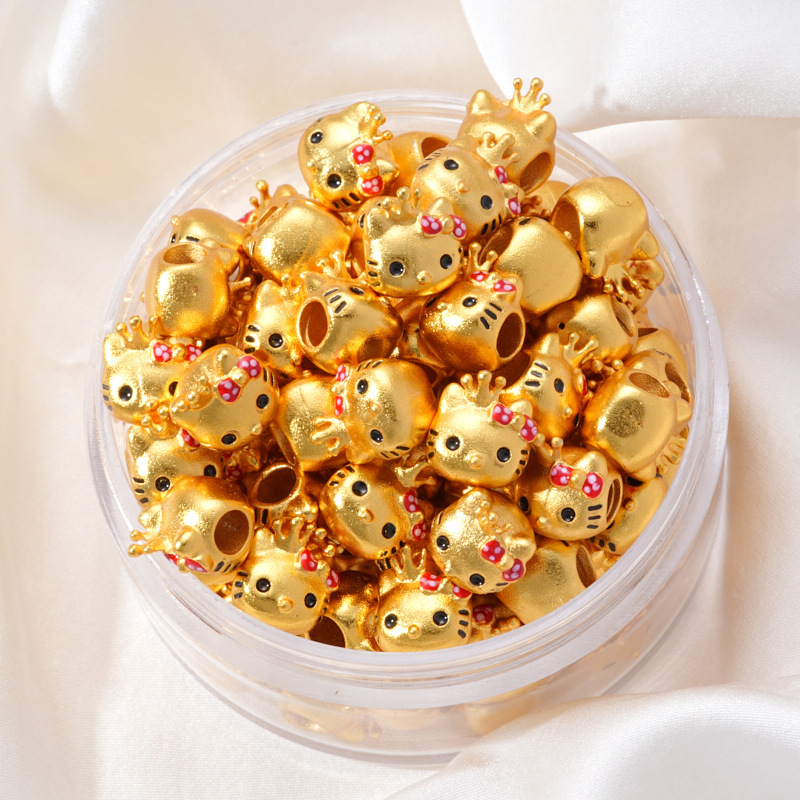 Ancient-style sand gold kt cat large hole beads that do not fade for a long time, cartoon personality diy bracelet necklace, handcrafted accessories wholesale