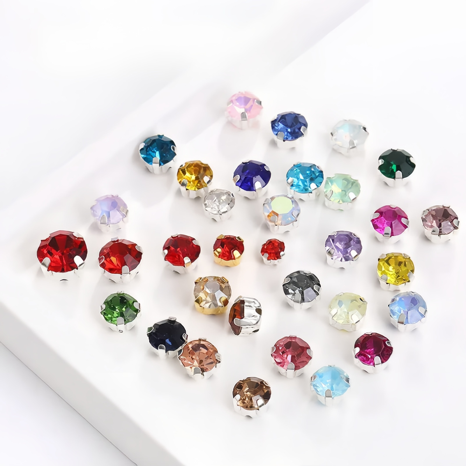 圆形四角爪钻玻璃穿孔手缝钻加厚底托服装饰品配件水晶实心单爪钻