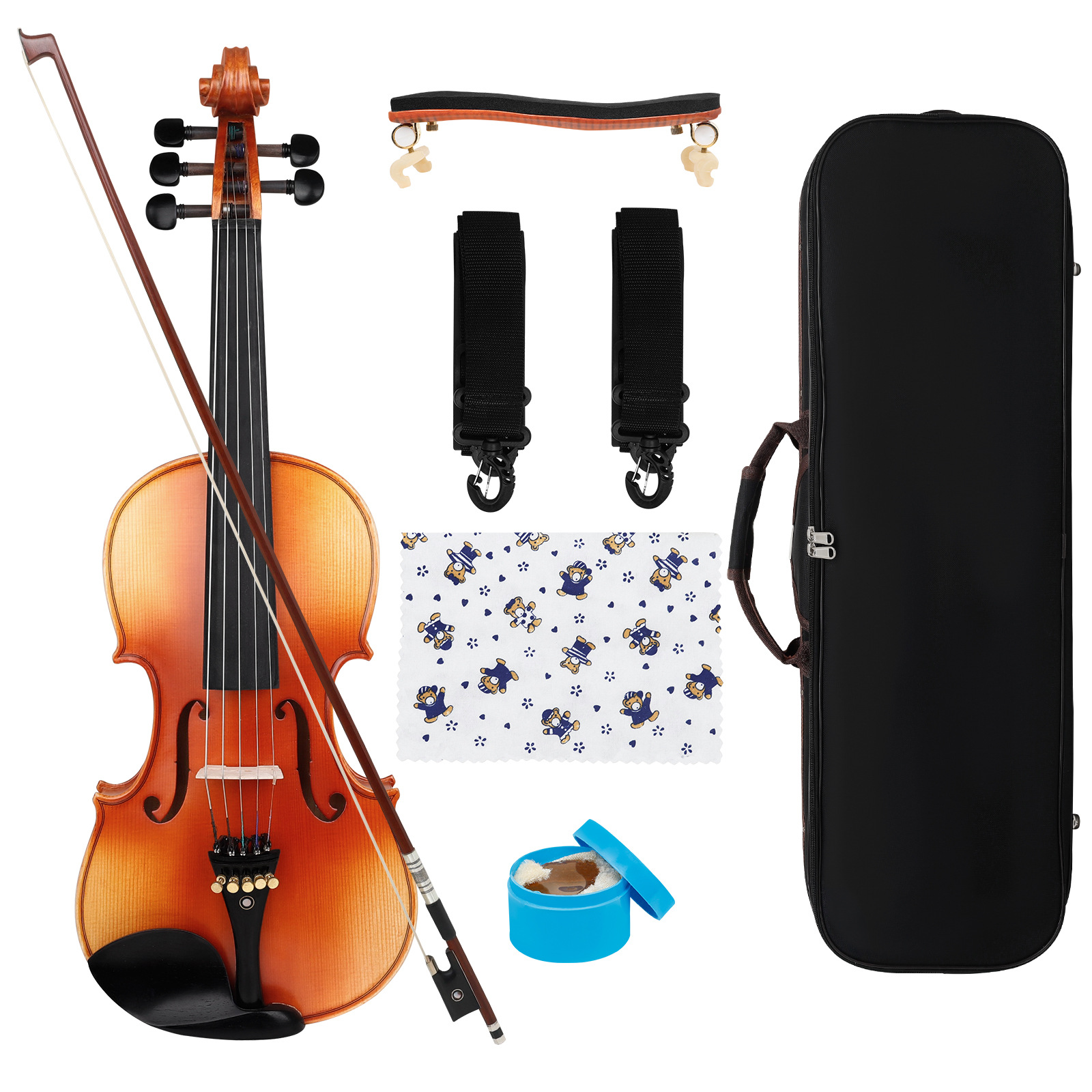 High-end five-string violin, 4/4 spruce natural tiger pattern, handcrafted violin with hygrometer, square box, grading violin