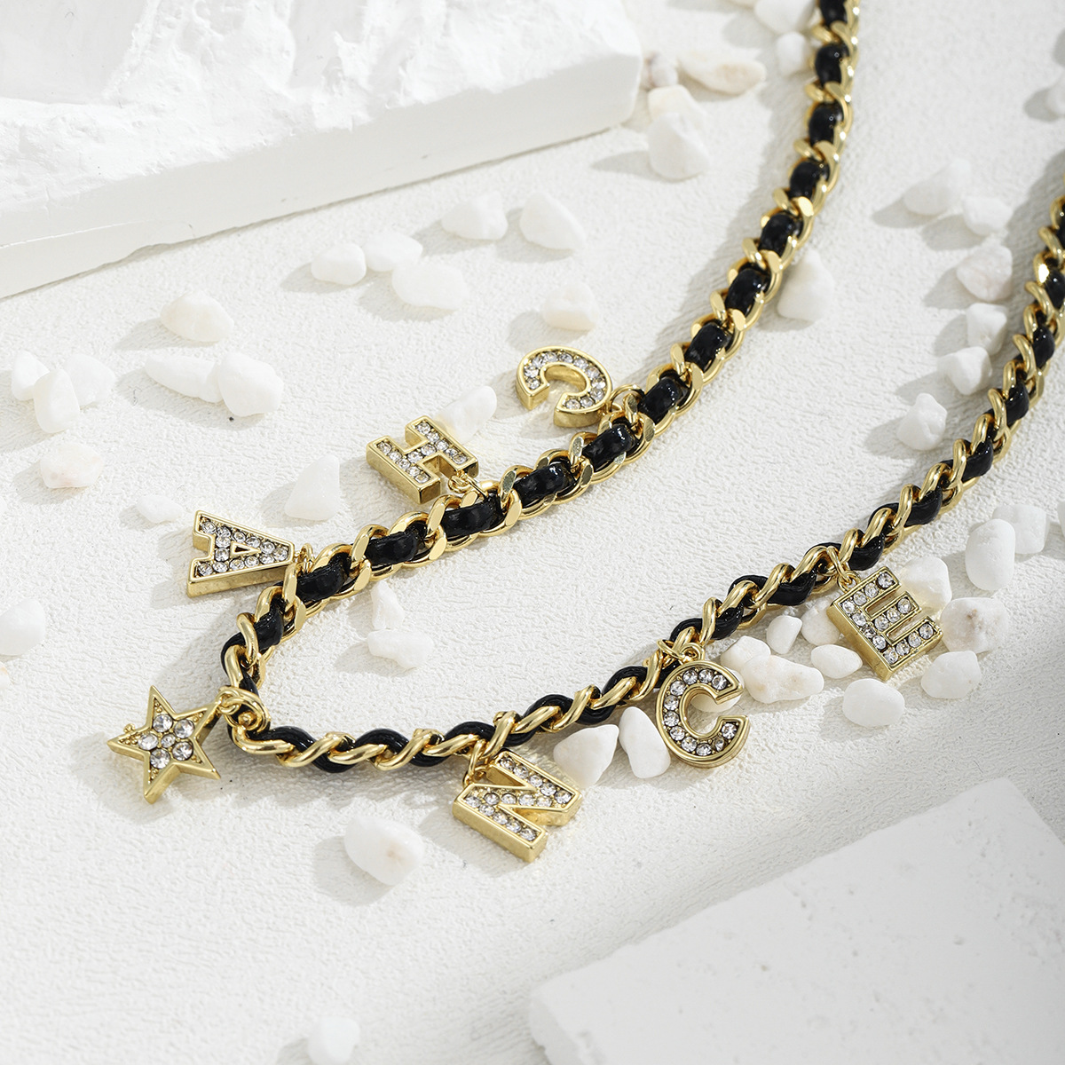 项链/不锈钢项链/珍珠项链/首饰/水钻瓜链项链细节图