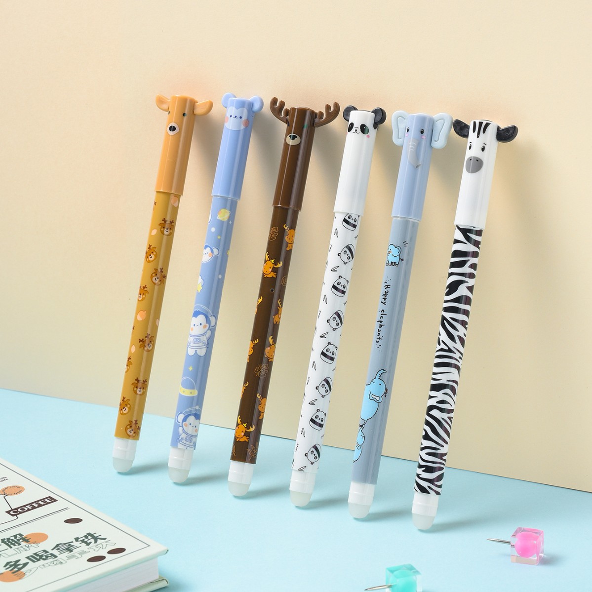 橘林949-2学生可擦笔 可爱卡通蓝色笔芯0.5mm热可擦中性笔套装