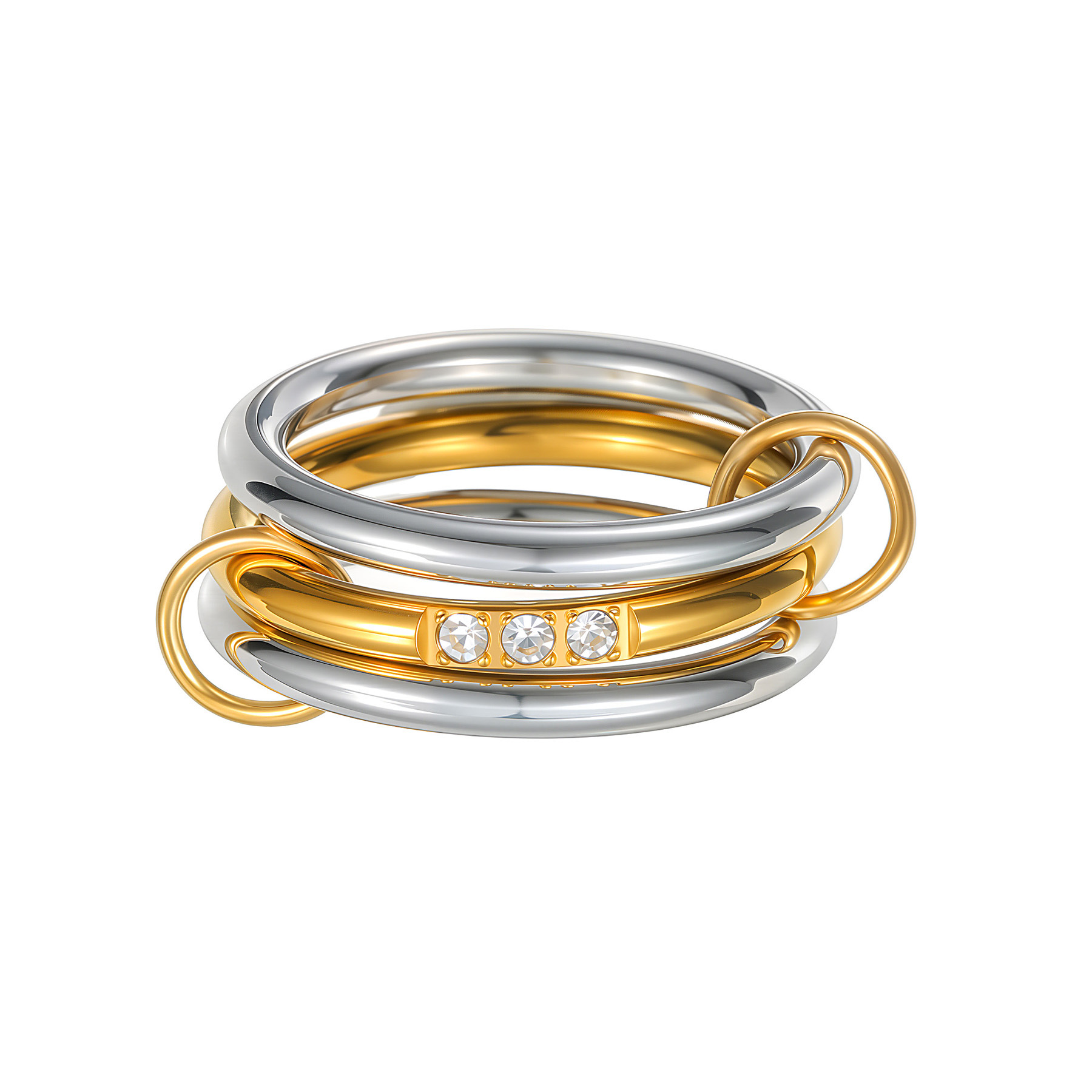 Titanio acero con diamantes apilados anillo INS nicho anillo de dedo titanio acero mano adornos amazon cross-border nueva joyería Item Picture