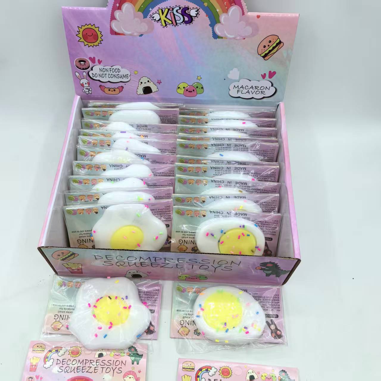 Direct sales from the manufacturer of children's stress-relieving toys, including the "Vent Squeeze Fun" card head simulation poached egg PVC bag