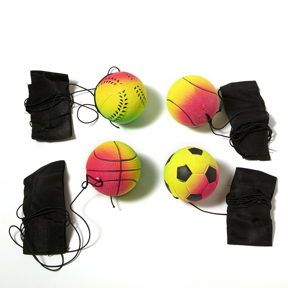 The factory sells 6.3 cm eco-friendly rubber hand-thrown foam fluorescent elastic wrist balls by itself. Rubber pressure relief and venting ball details Picture
