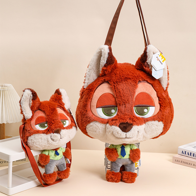 Disney officially authorized Zootopia Judy Nick cute face plush crossbody doll large capacity single-shoulder bag
